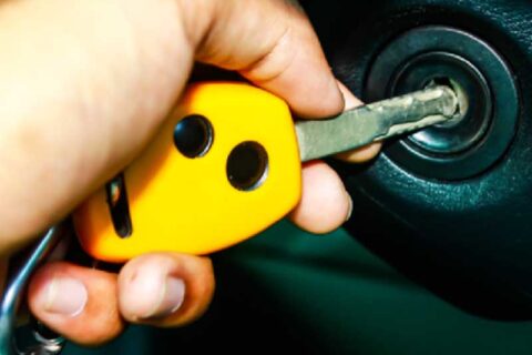 keys inserted in a car