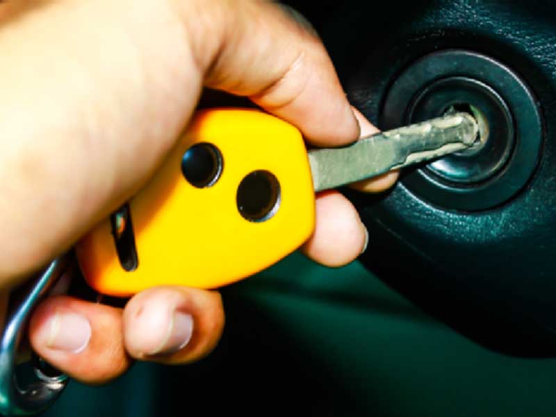 keys inserted in a car