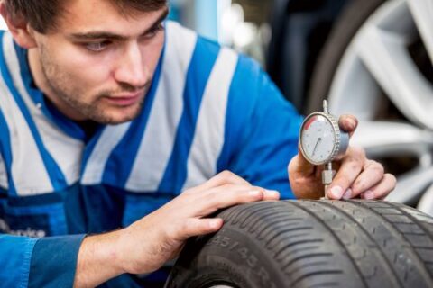 Man reparing tyre