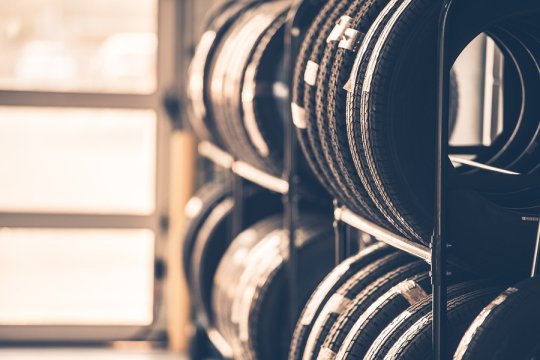 Images of tyre kept on rack